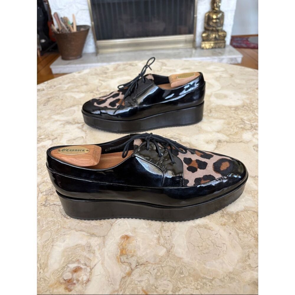 Högl Patent Leather & Leopard Pony Hair Platform Oxfords – EU 41 / UK 8 - Picture 6 of 14